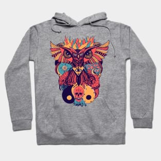 Retro Triad Wise Owl And Ageless Skull Hoodie